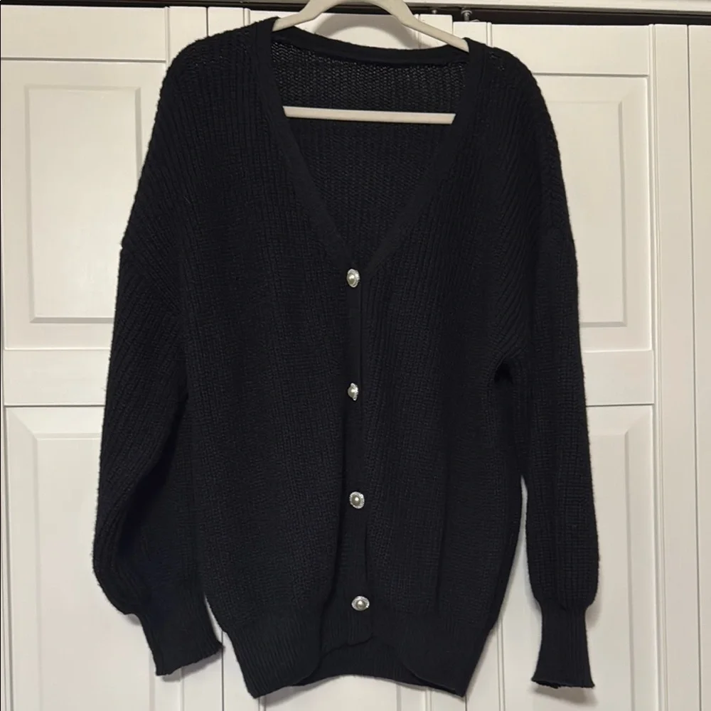 Classic Black Cardigan Sweater - Picture 1 of 3
